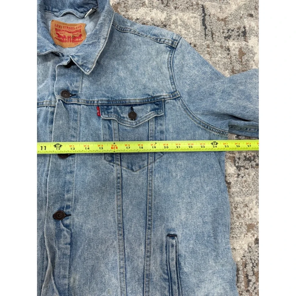 Levis Mens XXL Light Wash‎ Denim Trucker Jacket Acid Wash Cotton Type 3 72334
